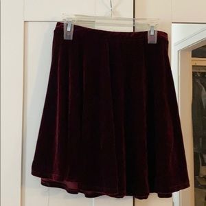 Maroon velvet circle skirt